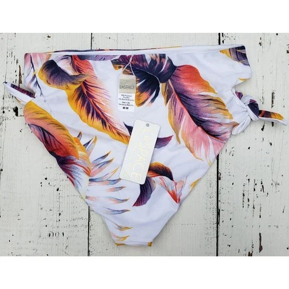 L* Space Leafy Bummin' Classic High-Waisted Bikini Bottom Women's Size Medium - Picture 4 of 5